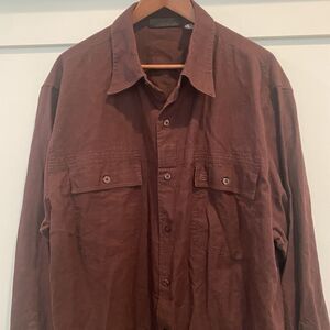 Southpole Linen Blend Shirt Men's XL Brown Long Sleeve Button‎ Up Vtg Y2K EUC